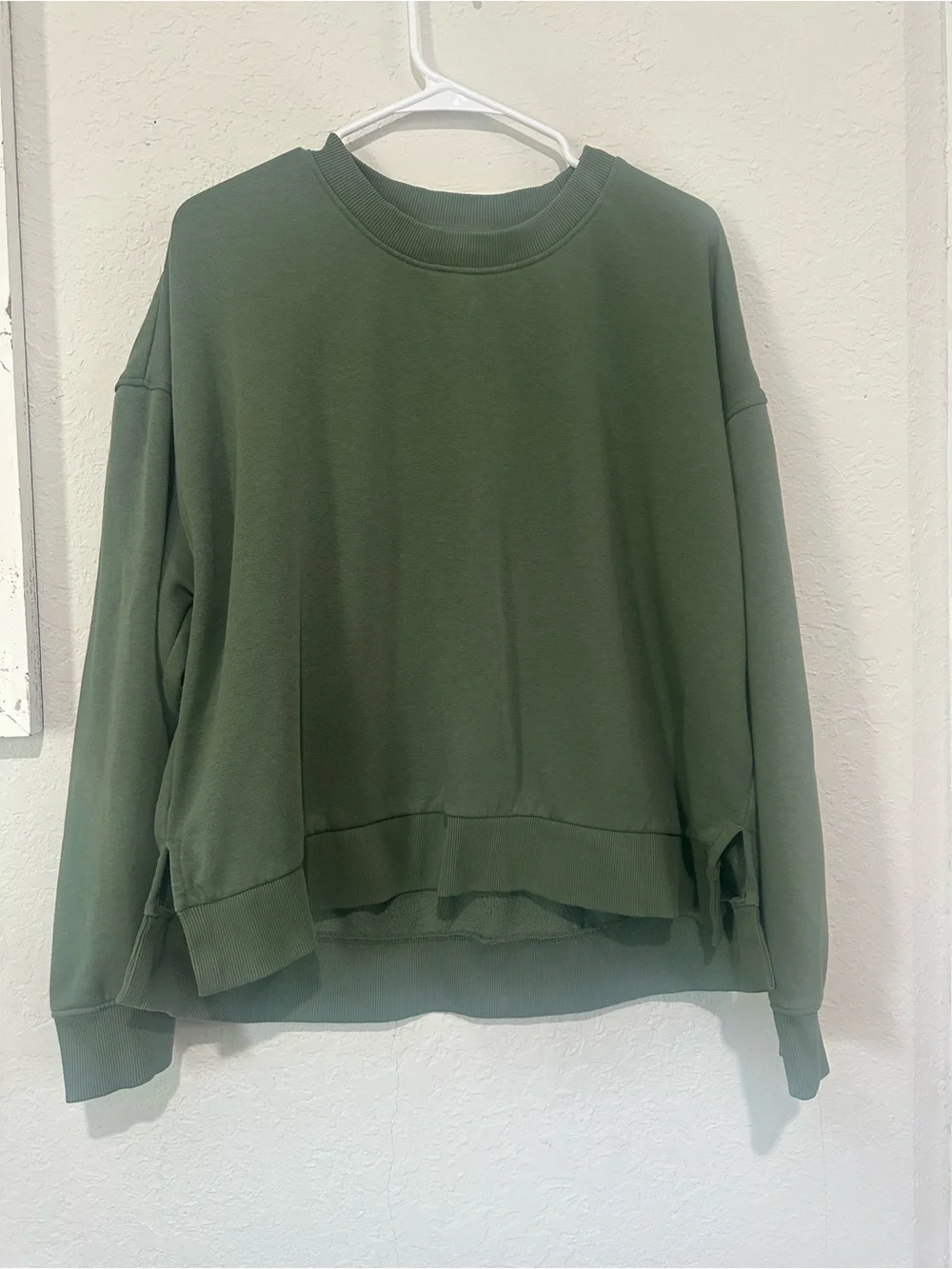 Relaxed Olive Green Crewneck Sweatshirt - Women's Hoodie Top
